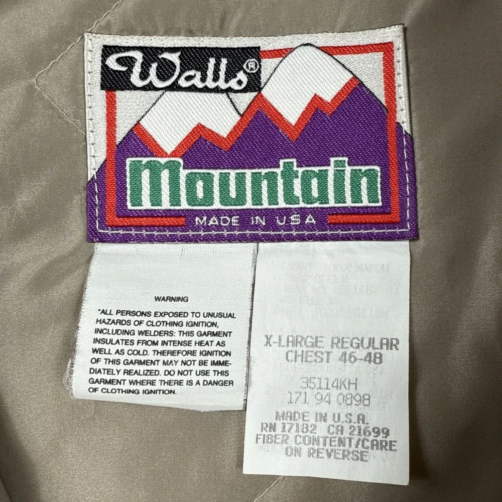 Walls Mountain Jacket Men's XL Beige Thinsulate Insulated USA Made Vintage Work